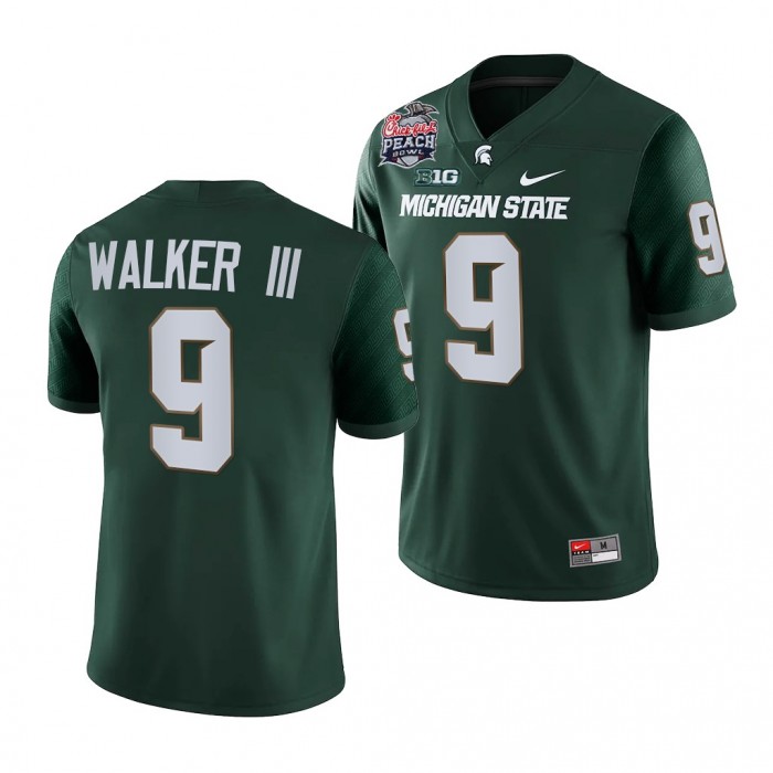 Michigan State Spartans Kenneth Walker III 2021 Peach Bowl Jersey #9 Green College Football Playoff Uniform