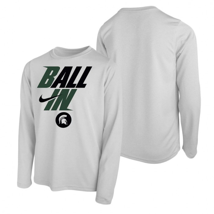 Michigan State Spartans Nike Youth Ball In Bench Long Sleeve T-Shirt White