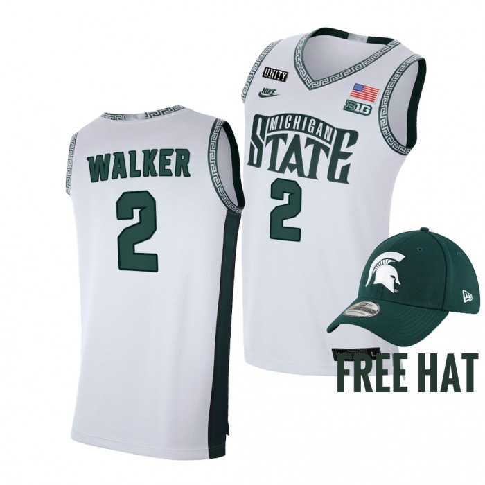 Michigan State Spartans Tyson Walker White College Basketball Jersey Free Hat