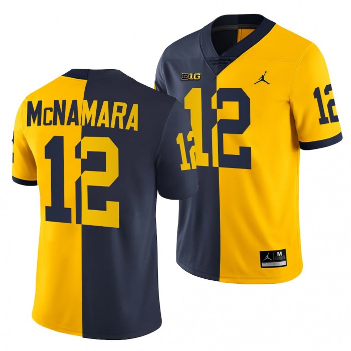 2021-22 Michigan Wolverines Cade McNamara Split Edition Jersey Navy Maize