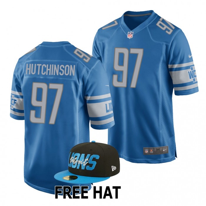 Aidan Hutchinson Detroit Lions 2022 NFL Draft Blue Men Game Jersey Michigan Wolverines