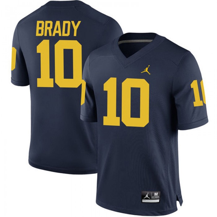 Male Michigan Wolverines #10 Tom Brady Navy NCAA Football Alumni Game Jersey