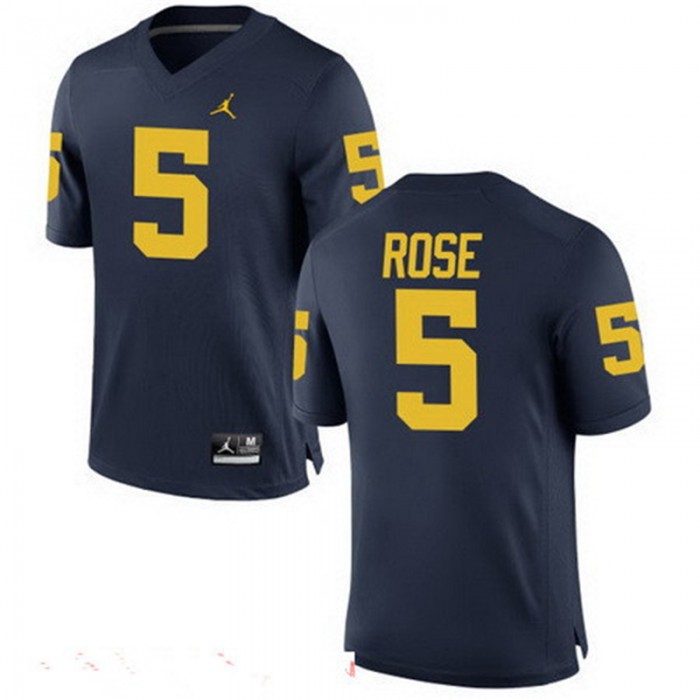 Male Michigan Wolverines Jalen Rose Navy NCAA Alumni Football Game Jersey