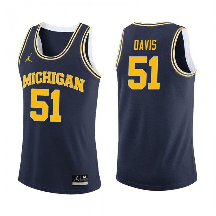 Michigan Wolverines Basketball Navy College Austin Davis Jersey