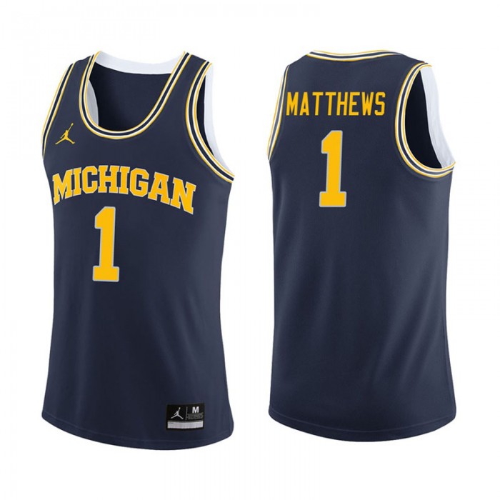 Michigan Wolverines Basketball Navy College Charles Matthews Jersey