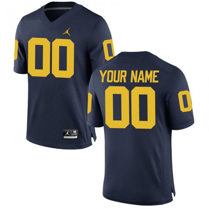 Male Michigan Wolverines Navy College Customized Limited Football Jersey