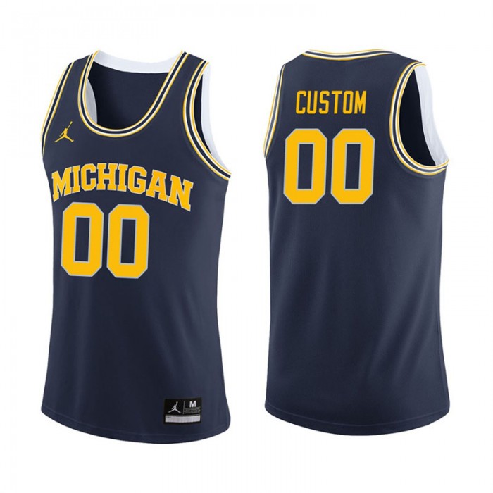 Michigan Wolverines Basketball Navy College Custom Jersey