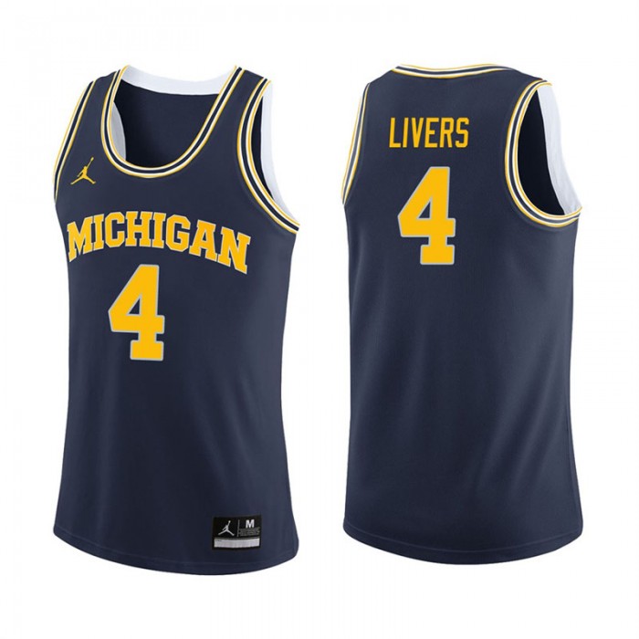 Michigan Wolverines Basketball Navy College Isaiah Livers Jersey