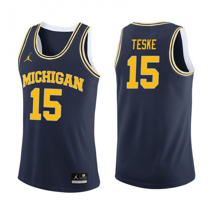 Michigan Wolverines Basketball Navy College Jon Teske Jersey