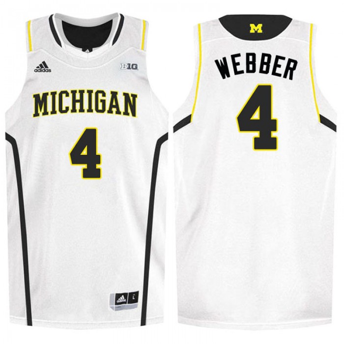 Male Chris Webber Michigan Wolverines White NCAA High-School Basketball NBA Player Jersey