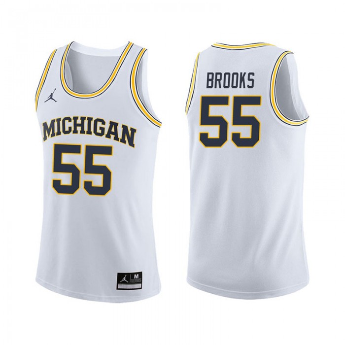 Michigan Wolverines Basketball White College Eli Brooks Jersey