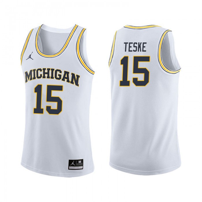 Michigan Wolverines Basketball White College Jon Teske Jersey