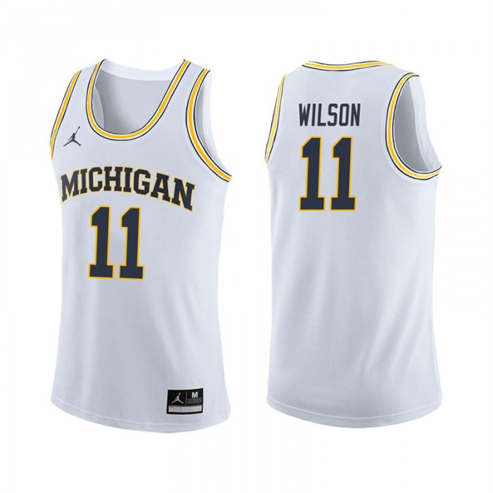 Michigan Wolverines Basketball White College Luke Wilson Jersey