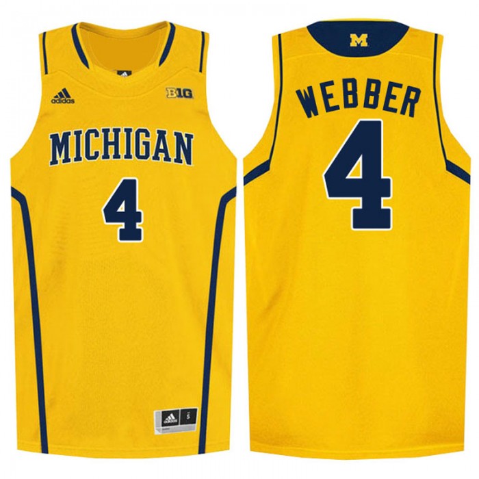 Male Chris Webber Michigan Wolverines Yellow NCAA High-School Basketball NBA Player Jersey