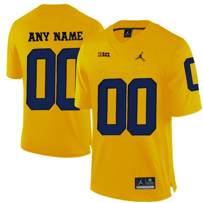 Male Michigan Wolverines #00 Yellow College Limited Football Customized Jersey
