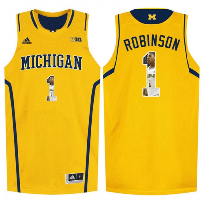 Male Glenn Robinson Michigan Wolverines Yellow NCAA Player Pictorial Tank Top Basketball Jersey