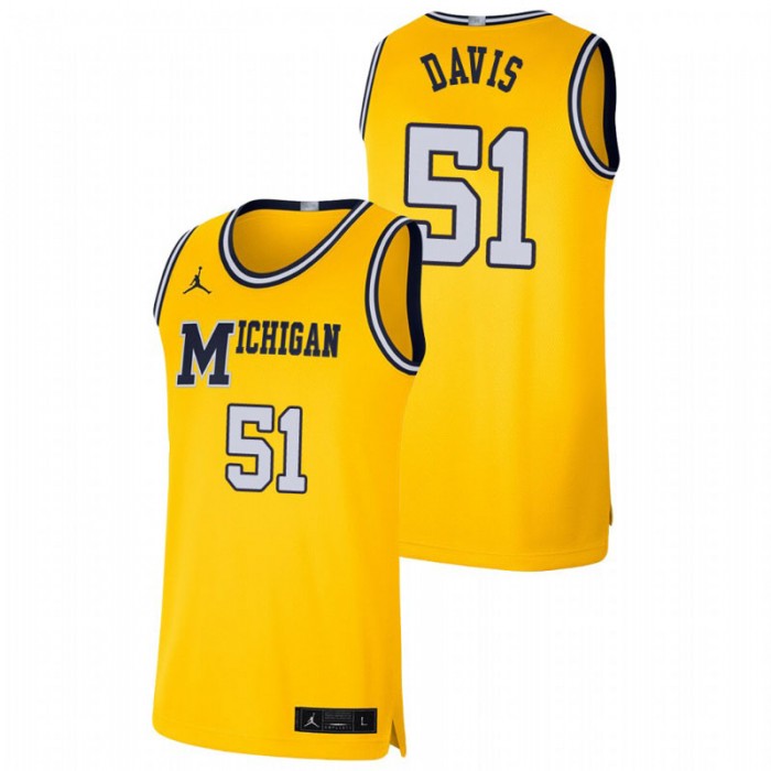 Michigan Wolverines Austin Davis Jersey Basketball Maize Retro Limited For Men