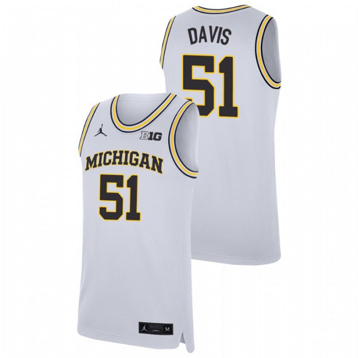 Michigan Wolverines Replica Austin Davis College Basketball Jersey White For Men