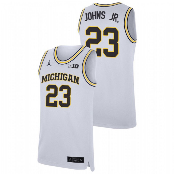 Michigan Wolverines Replica Brandon Johns Jr. College Basketball Jersey White For Men