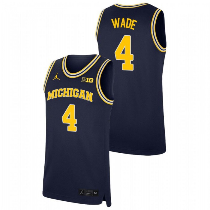 Michigan Wolverines Replica Brandon Wade College Basketball Jersey Navy For Men