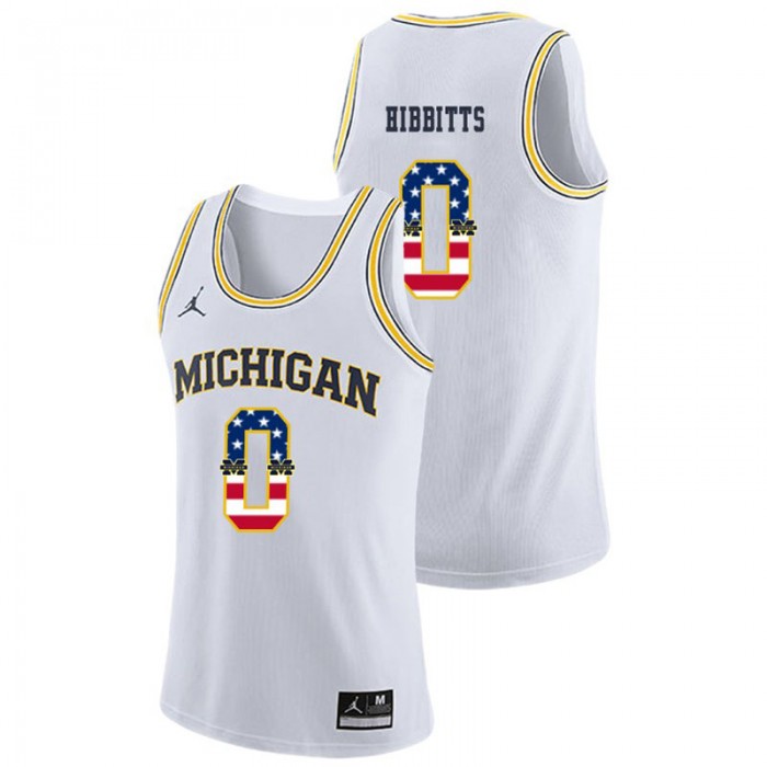 Michigan Wolverines College Basketball Jordan Brand White Brent Hibbitts USA Flag Jersey