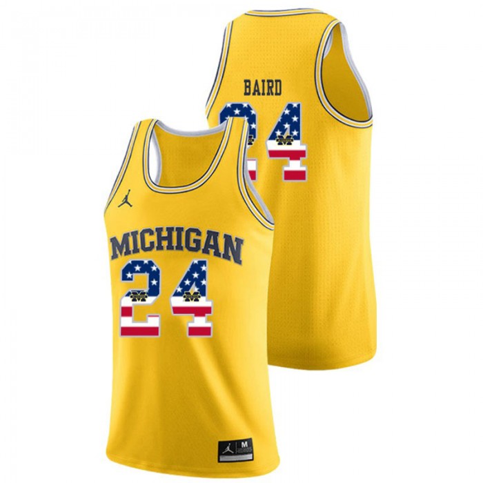 Michigan Wolverines College Basketball Jordan Brand Yellow C.J. Baird USA Flag Jersey
