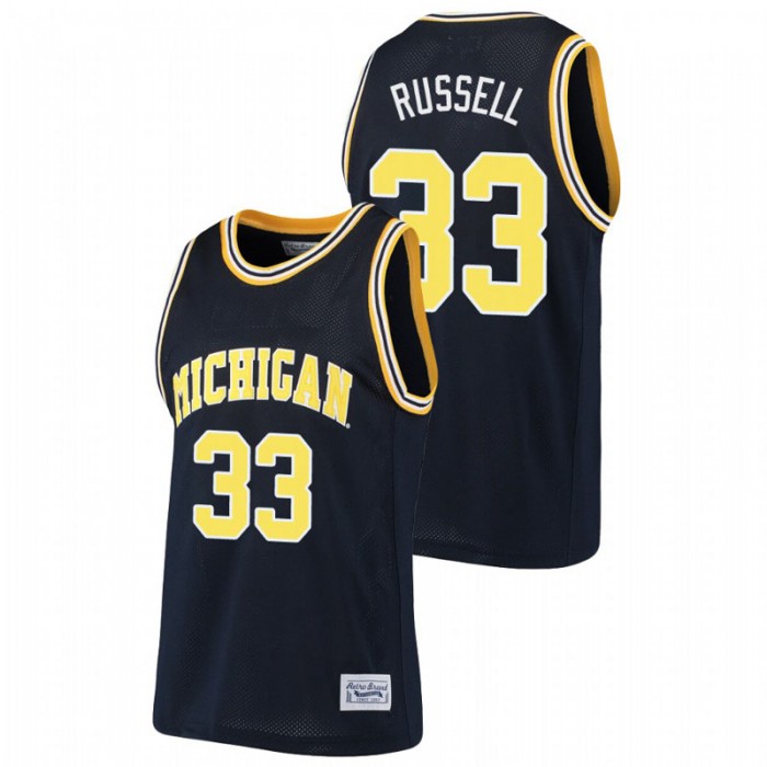 Michigan Wolverines Alumni Cazzie Russell Basketball Jersey Navy For Men