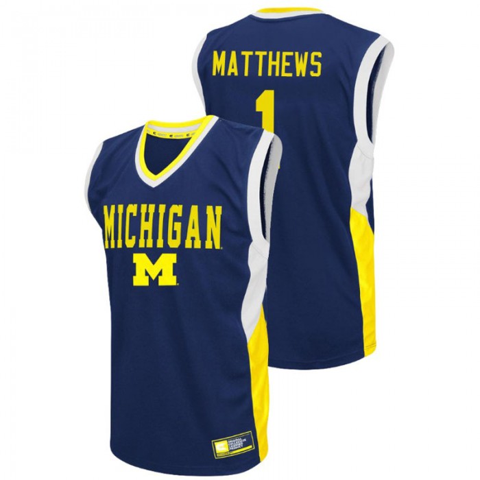 Michigan Wolverines College Basketball Blue Charles Matthews Fadeaway Jersey