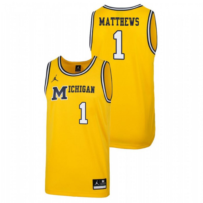 Men's Michigan Wolverines 1989 Throwback College Basketball Maize Charles Matthews Replica Jersey