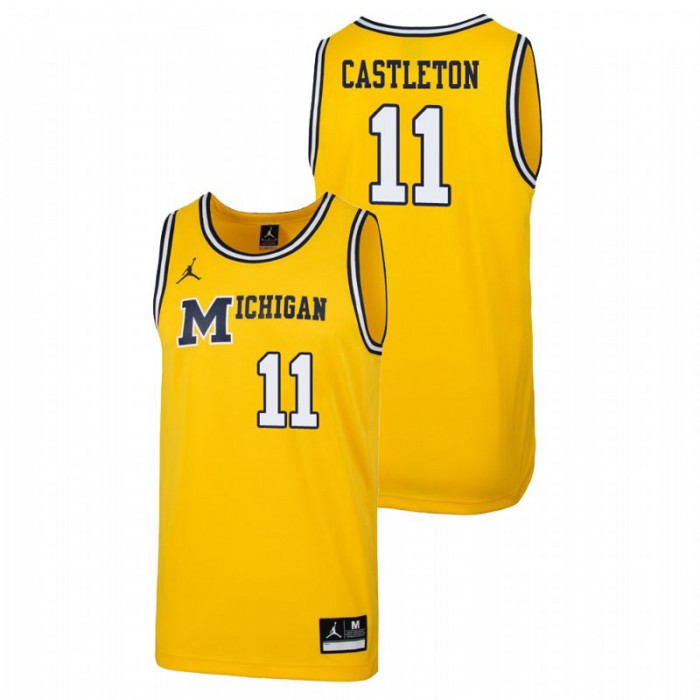 Men's Michigan Wolverines 1989 Throwback College Basketball Maize Colin Castleton Replica Jersey