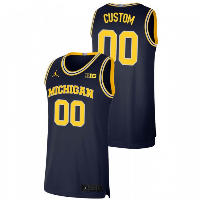 Michigan Wolverines Custom Jersey Basketball Navy Limited For Men