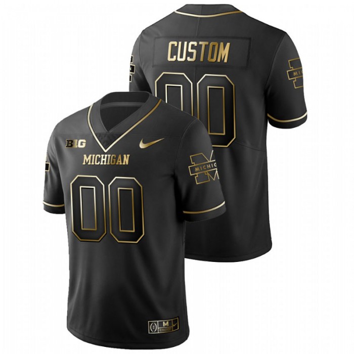 Custom Michigan Wolverines College Football Golden Edition Limited Black Jersey For Men