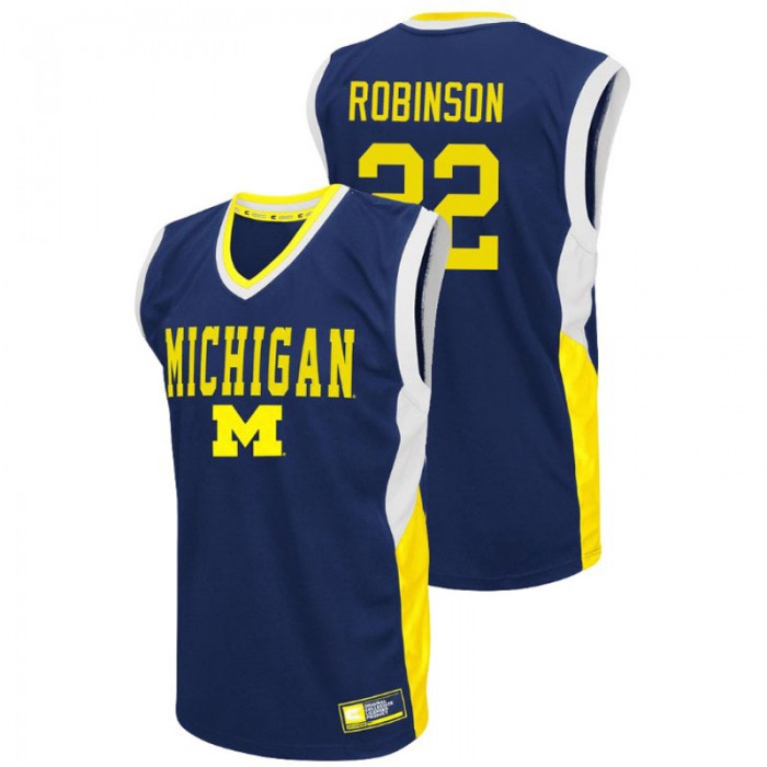 Michigan Wolverines College Basketball Blue Duncan Robinson Fadeaway Jersey