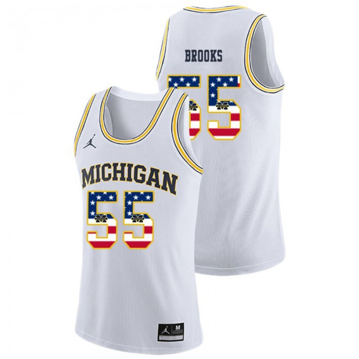 Michigan Wolverines College Basketball Jordan Brand White Eli Brooks USA Flag Jersey