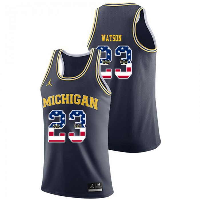 Michigan Wolverines College Basketball Jordan Brand Navy Ibi Watson USA Flag Jersey