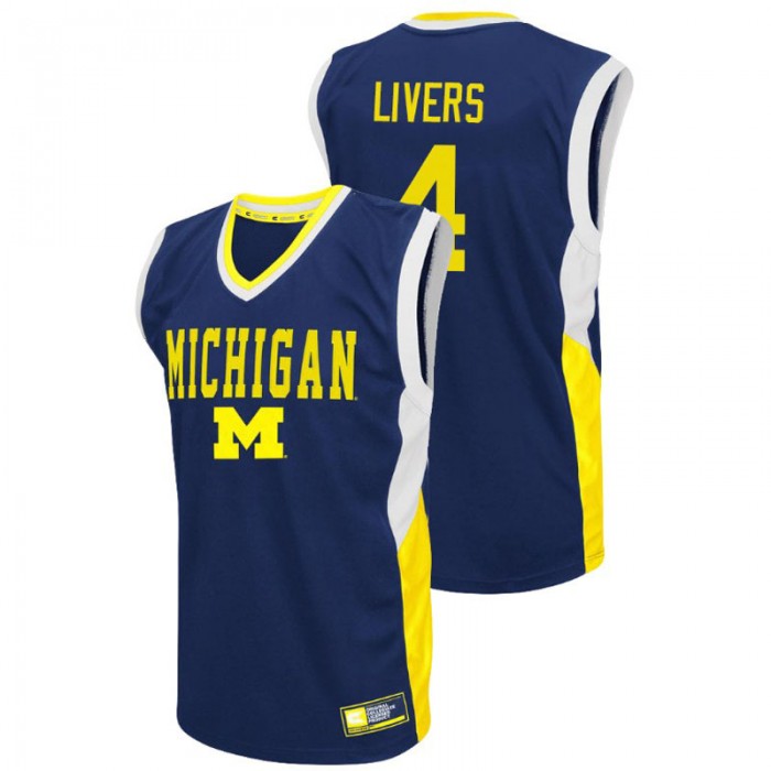 Michigan Wolverines College Basketball Blue Isaiah Livers Fadeaway Jersey