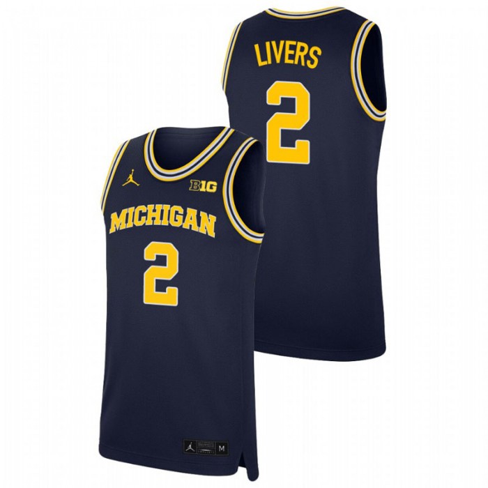 Michigan Wolverines Replica Isaiah Livers College Basketball Jersey Navy For Men