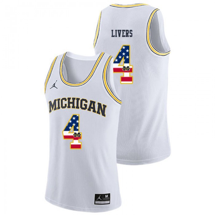 Michigan Wolverines College Basketball Jordan Brand White Isaiah Livers USA Flag Jersey