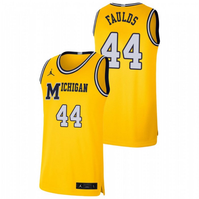 Michigan Wolverines Jaron Faulds Jersey Basketball Maize Retro Limited For Men