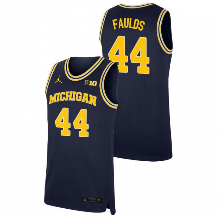 Michigan Wolverines Replica Jaron Faulds College Basketball Jersey Navy For Men