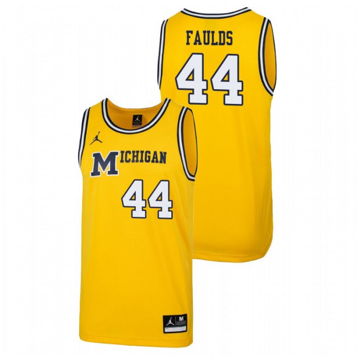 Men's Michigan Wolverines 1989 Throwback College Basketball Maize Jaron Faulds Replica Jersey