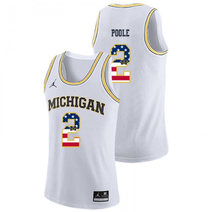 Michigan Wolverines College Basketball Jordan Brand White Jordan Poole USA Flag Jersey