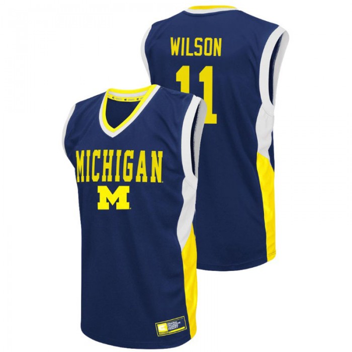 Michigan Wolverines College Basketball Blue Luke Wilson Fadeaway Jersey