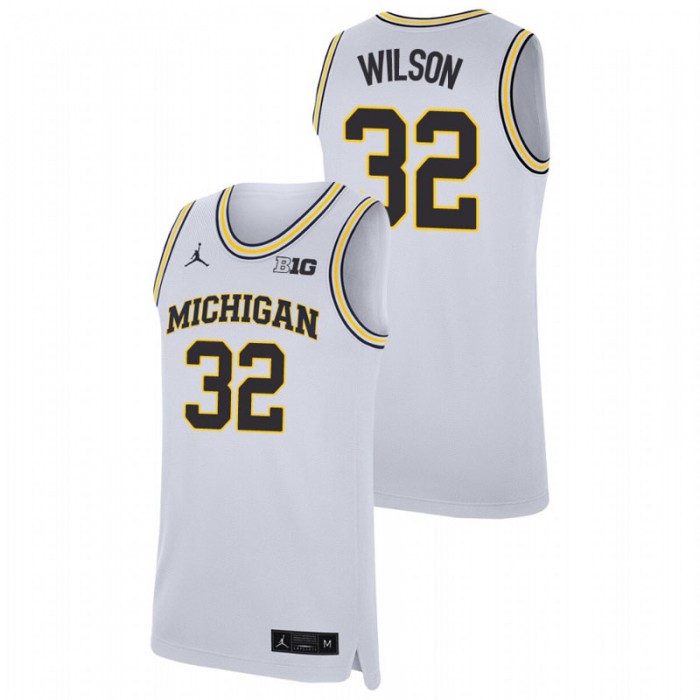 Michigan Wolverines Replica Luke Wilson College Basketball Jersey White For Men