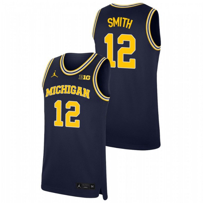 Michigan Wolverines Replica Mike Smith College Basketball Jersey Navy For Men