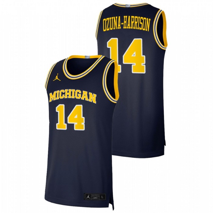 Michigan Wolverines Rico Ozuna-Harrison Basketball Dri-FIT Swingman Jersey Navy For Men
