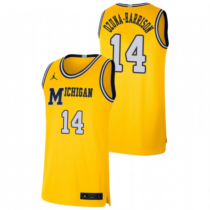 Michigan Wolverines Rico Ozuna-Harrison Jersey Basketball Maize Retro Limited For Men