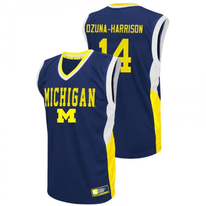 Michigan Wolverines College Basketball Blue Rico Ozuna-Harrison Fadeaway Jersey