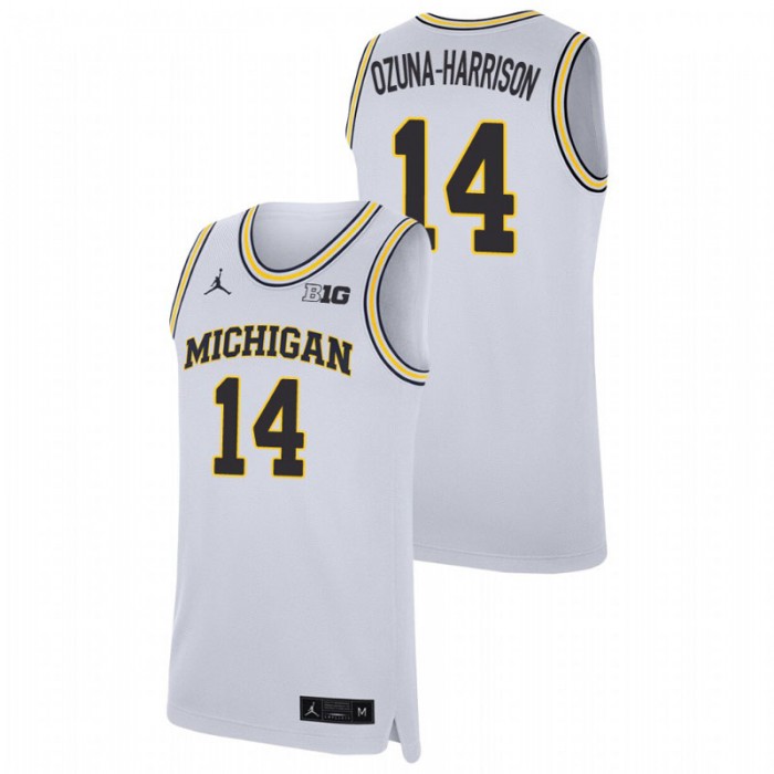 Michigan Wolverines Replica Rico Ozuna-Harrison College Basketball Jersey White For Men