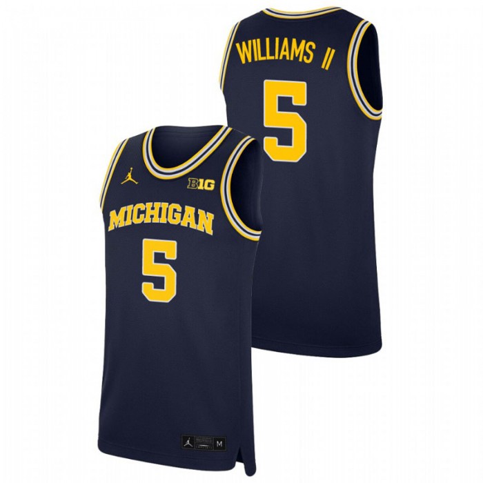 Michigan Wolverines Replica Terrance Williams II College Basketball Jersey Navy For Men
